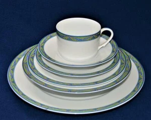 Neu RAYNAUD LIMOGES Frankreich blau grün geometrisch MYRIADE 6-teiliges Gedeck - Bild 1 von 5