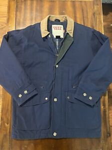 Vtg Pacific Trail Men’s Chore Barn Work Coat Jacket Navy Medium Flannel Lined