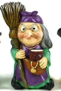 Fairy Garden Fun Witch Figurine Garden or Table Top Decor With Broom Grimoire - Picture 1 of 1