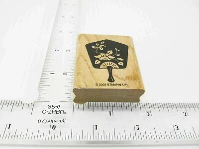 Oriental Cherry Blossom Fan Rubber Stamp - Stamp Set B161 - Image 1 of 4