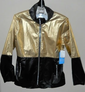 Chaqueta para mujer GG azul bloque de color ligero dorado negro S con cremallera $121 nueva - Imagen 1 de 5
