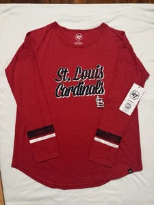 '47 MLB St. Louis Cardinals Camisa Manga Larga Talla M Mediana Roja Para Mujer NUEVA - Imagen 1 de 8