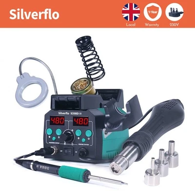 Silverflo 775W T12 Soldering Station Hot Air Gun Iron Kit Desoldering Lamp - Image 1 of 4