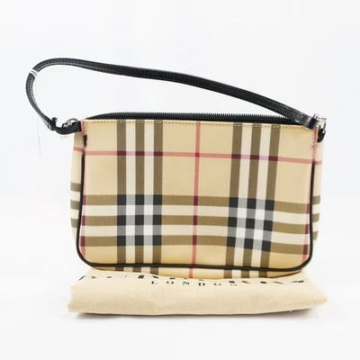 Burberry House Check Shoulder Pochette Bag In Beige And Black With Dust Bag - Image 1 of 4