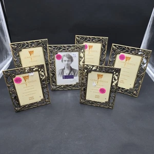 Gold Brass Metal Connoisseur Picture Frame Lot of 6 Roses/Floral/Swirl - Picture 1 of 11