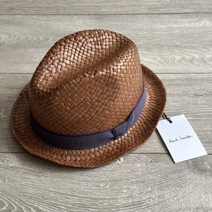 Paul Smith Brown Boven Straw Trilby Hat Men's - Made in Italy - Size L (60cm) - Picture 1 of 5