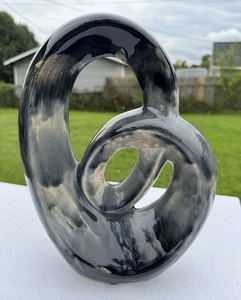 Abstract Art Sculpture Home Decor Statue Arch Haeger Style Gray Glazed Swirl 10” - Picture 1 of 10