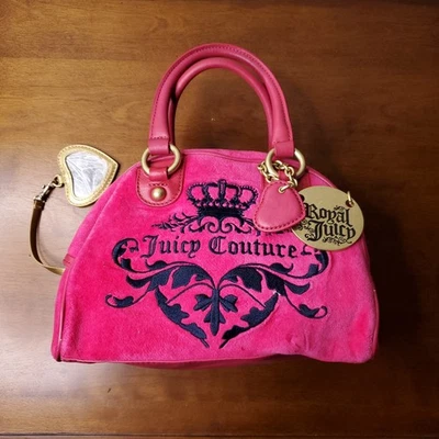 Bolso Bowler Vintage Y2K Juicy Couture Rosa Terciopelo Foto 1 de 4