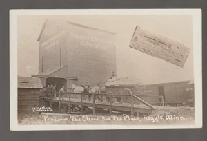 Argyle MINNESOTA RPPC c1910 GRAIN ELEVATOR Exaggeration Add On GIANT CHECK Wagon - Picture 1 of 4