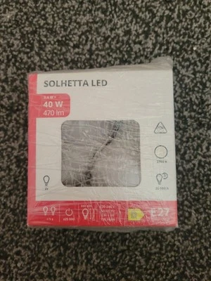 Solhetta Bombilla LED E27 Blanco Globo Iluminación Atornillable 3.4W=40W Par (2) Ikea Foto 1 de 4