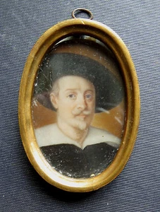 ANTIQUE MINIATURE SELF PORTRAIT PAINTING of GUIDO RENI - Signed - Picture 1 of 6