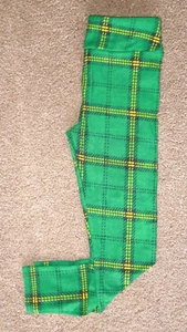 LuLaRoe Kids s/m ~ Green Black & Yellow PLAID ~ Leggings ~ Unisex ~ PACKERS - Picture 1 of 1