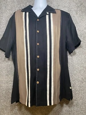 Camisa Hawaiana De Colección Island Shores Para Hombre Grande Abotonada Playa Manga Corta Negra Foto 1 de 4