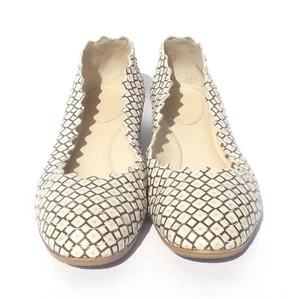 CHLOE Lauren Black Ivory Creme Lilac Printed Snakeskin Leather Ballet Flats 39 - Picture 1 of 12