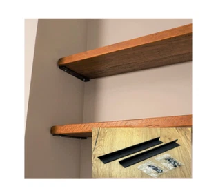 ALCOVE SHELF BRACKET 6 SIZES TO FIT 15CM-60CM DEPTH SHELVES-MATT BLACK (singles) - Picture 1 of 28