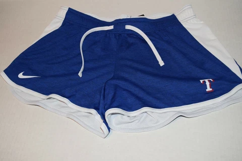 NIKE Texas RANGERS MLB Baseball Women's Reversible Running Shorts Blue/White NWT Cover