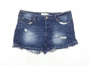 H&M Womens Blue Cotton Cut-Off Shorts Size W34 L4 in Regular Zip - Distressed - Picture 1 of 10
