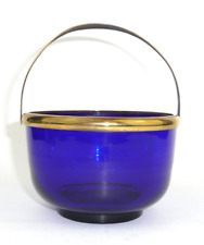 Dress-Uk Glass Bowl Sugar Bowl With Brass Fitting about 1900