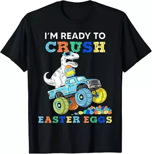 Im Ready To Crush Easter Eggs Monster Truck T Rex Dino Boys T-Shirt Hoodie - Picture 1 of 16