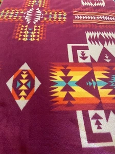 Manta estilo nativo americano 2 capas felpa reversible tamaño king rosa caliente negro - Imagen 1 de 14