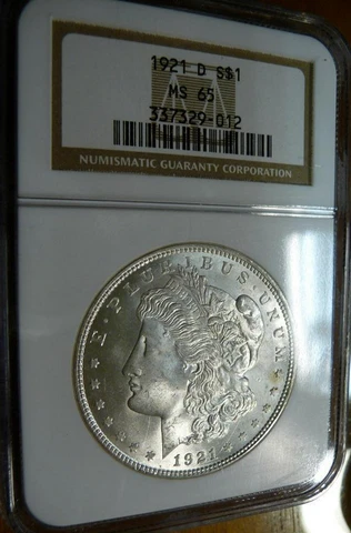 1921-D SILVER MORGAN DOLLAR GEM NGC MS65 SPOTLESS BLAST WHITE RARITY R2 LOW POP Cover