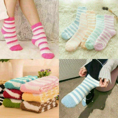 6Pairs Ladies Women Winter Warm Soft Fluffy Bed Socks Lounge Slipper Fleece Sock