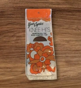 NOS Pantyhose Your Caprice Knee High Nylon Groovy Nerd Stockings Office Prop Vtg - Picture 1 of 13