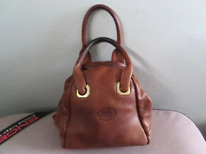 Adiko dark tan genuine leather Bowling style handbag Lovely condit. - Picture 1 of 13
