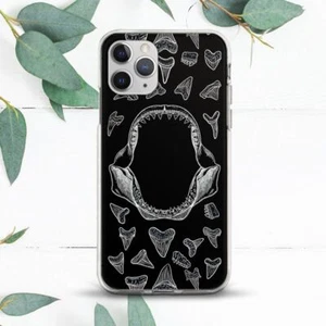 Black White Shark Whale Teeth Case For iPhone 7 8 X SE 11 12 13 14 15 Pro Max XR - Picture 1 of 1