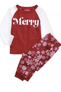 Christmas Family Pajamas Toddler Kids Red Pajama Sleep Set Size 2T - 3T New - Picture 1 of 3