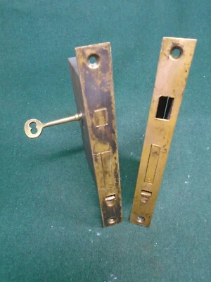 COMPLETE POCKET DOOR MORTISE LOCK SET w/KEY:  MALE & FEMALE  (16880-53) - Изображение 1 из 4
