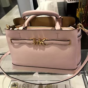 Michael Kors Pink Large Leather Satchel Shoulder Handbag Purse Bag Crossbody - Picture 1 of 13