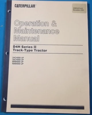 LIBRO MANUAL DE OPERACIÓN Y MANTENIMIENTO EXCAVADORA TRACTOR CAT CATERPILLAR D4H SERIE II Foto 1 de 4