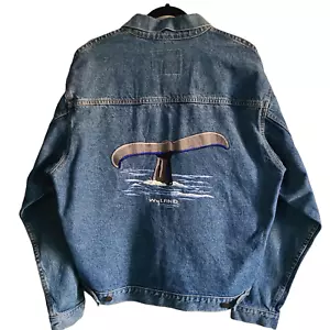 Chaqueta de Camionero Vaquera Grande Cuento de Ballena Bordada Wyland Studios De Colección Años 90 - Imagen 1 de 12