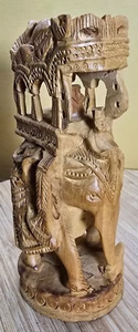 Handgeschnitzte hölzerne indische Ambabari Elefant Figur/Skulptur 6,25" hoch - Bild 1 von 9