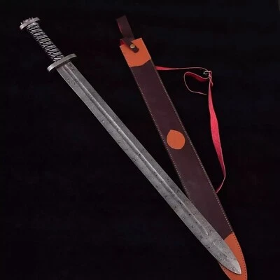 Handgefertigtes Damaststahl Wikinger Schwert Kampfbereit Mittelalter Schwert mit - Bild 1 von 3