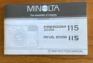 VINTAGE MINOLTA FREEDOM ZOOM 115 AND RIVA ZOOM 115 INSTRUCTION MANUAL - Picture 1 of 1