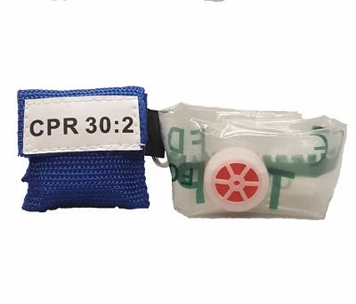 50 Máscara protectora facial de RCP azul en llavero de bolsillo impreso RCP 30:2 Foto 1 de 3