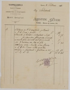 FATTURA TAPPEZZERIA ARISTIDE SEVERI STOFFE TESSUTI 1912 INVOICE FABRICS MOBILI - Foto 1 di 1