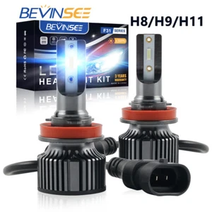 Bevinsee H11 LED Fog Light Bulbs 8000K 6000LM Bright White For Audi A3 2004-2013 - Picture 1 of 11