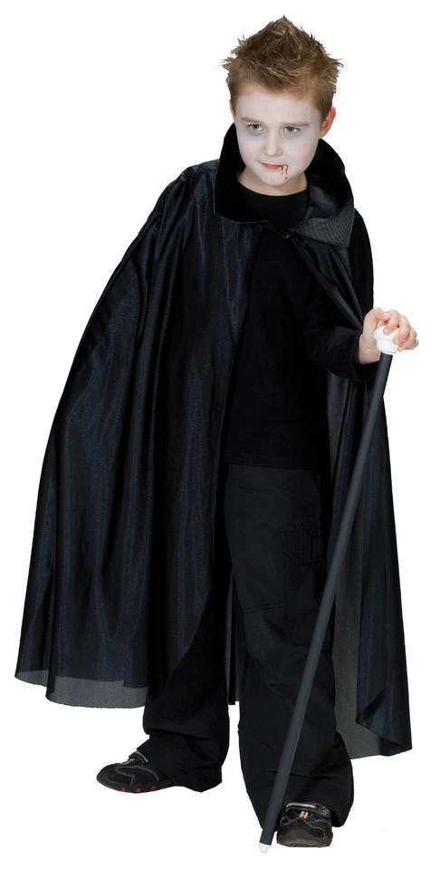 Rubies 12312 - Cape lang mit Kragen, Vampir, Dracula, Halloween Kostüm 128 152 - Bild 1 von 1