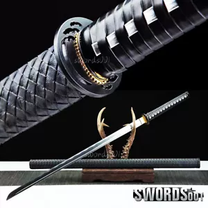 Chinese Sword Black Tang Dao High Carbon Steel Woven Pattern Scabbard Handle - Picture 1 of 10