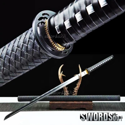 Chinese Sword Black Tang Dao High Carbon Steel Woven Pattern Scabbard Handle - Image 1 of 4