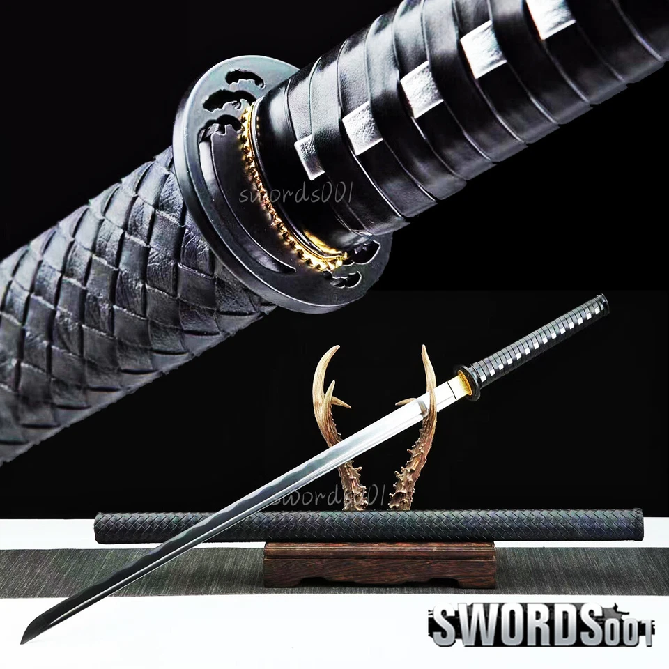 Chinese Sword Black Tang Dao High Carbon Steel Woven Pattern Scabbard Handle - image 1 of 4