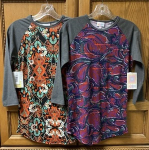 NWT!! LuLaRoe 2 Pack Women’s “Randy” Grey Colorful 3/4 Sleeve Tshirt Size XXS - Picture 1 of 10