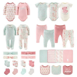 Newborn Layette Gift Set, Pink Floral Elephant, 30 Essential Pieces, 0-3 Months - Picture 1 of 8