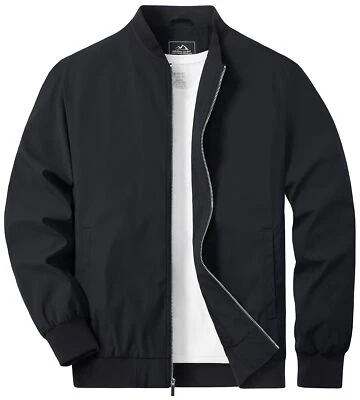 Chaqueta de bombardero delgada primavera otoño cremallera completa ropa deportiva abrigo informal ligero para hombre Foto 1 de 4