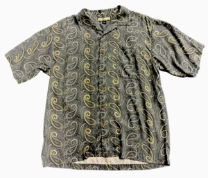 Camicia hawaiana Tommy Bahama uomo LG 100% seta grigio paisley floreale - Foto 1 di 6