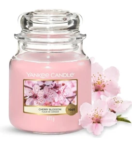 YANKEE CANDLE ORIGINAL FLOR DE CEREZO TARRO MEDIANO VELA 411g- NUEVO - Imagen 1 de 3