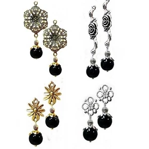 Earrings, black pearl drop, Choose style and fittings - Foto 1 di 7